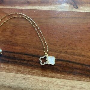 White Double Clover Necklace